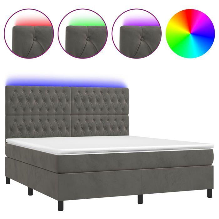 VidaXL Sommier à Lattes de Lit avec Matelas et LED, Lit Rembourré, Lit Double, Lit Adulte de Chambre à Coucher Intérieur, 3136312