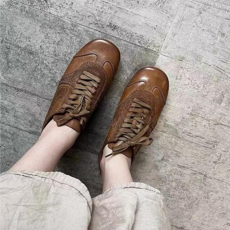 Femmes Cuir Allemand Trainers 2025 New Casual Jogging Sneakers Board Shoes Lace Up Flat Trainers Women's Outdoor Walking Shoes