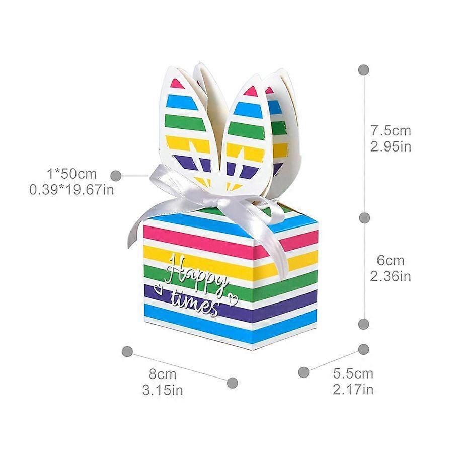 10pc Colorful Square Rabbit Gift Boxes - Easter Candy Wrapping Paper Packaging Boxes