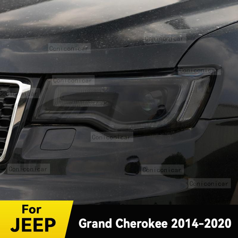 För JEEP Grand Cherokee 2014-2022 Bilstrålkastare Svart TPU Skyddsfilm Framljus Toning Färgändringsdekal Tillbehör