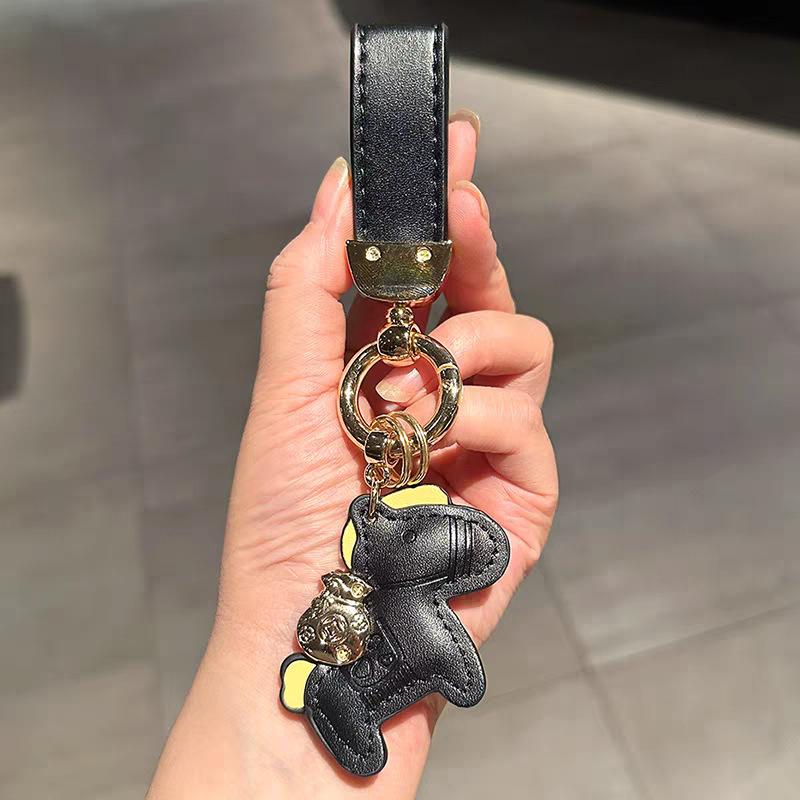 Leather Charms Cartoon Pony Pendant Bag Pendant Creative Lucky Horseback Money Bag Accessories New Year Gift