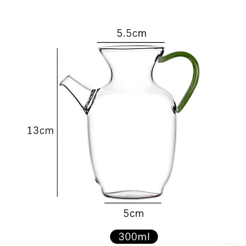 300ml Imitation Jade Handle Imitation Song Heat Resistance Glass Teapot Brewing Flower Green Tea Pot Small Tea Kettle Tea Set