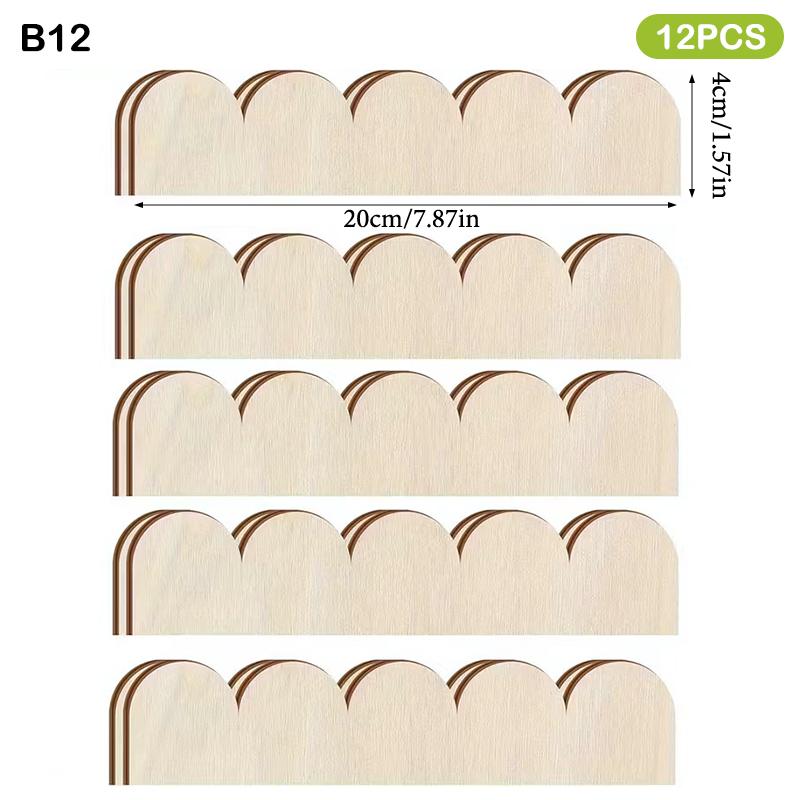 6/12pcs Fan-Shaped Decorative Wooden Strips Unfinished Wooden Frame For DIY Home Decor, Cabinet, Window Frames, Party Decoration