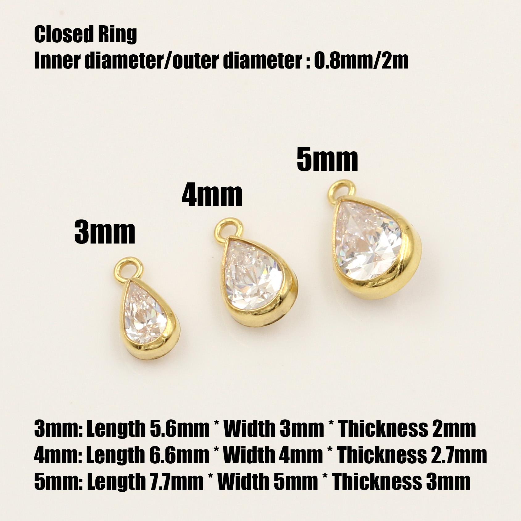 2026 New Arrival Fine AAA Grade Zircon Stone Drop Charms for Permanent Bracelet Necklace Making Gold Filled Jewelry Findings 14K Gold Filled&3mm width