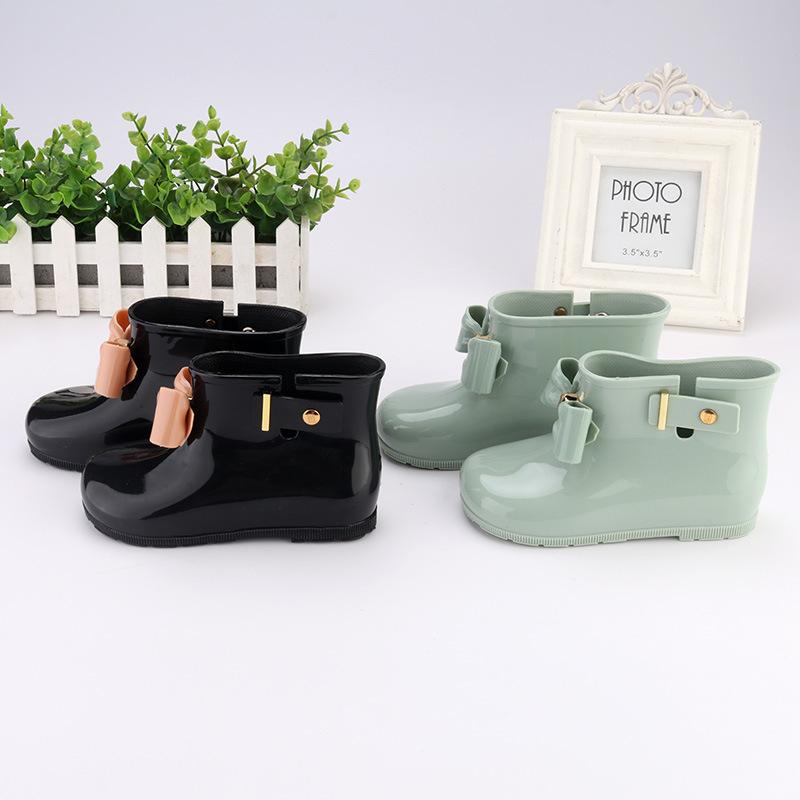 Children Rain Boots Fashion Bow Metal Buckle Girls Boot Cute Toddler Infant Waterproof Shoes Kids Non-slip Water Shoes