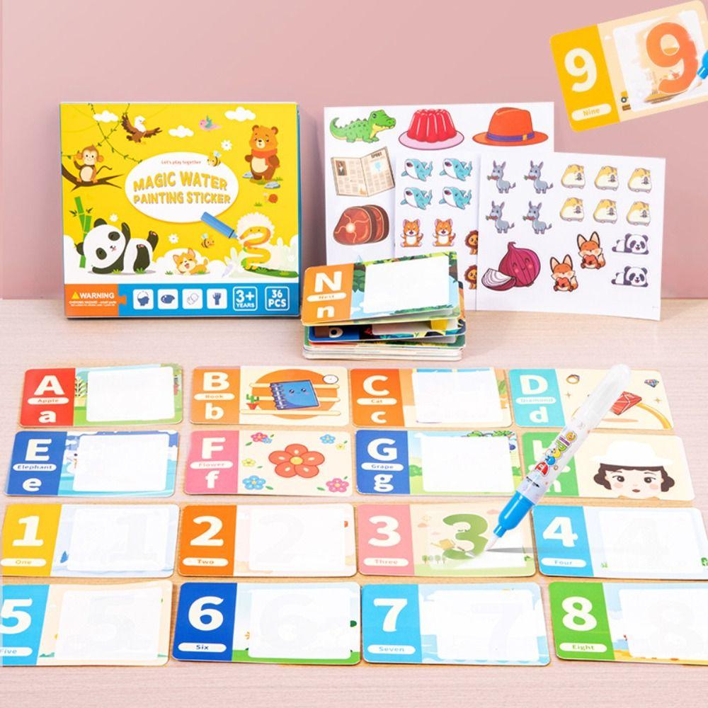 

26 Alphabet Water Drawing Book Paper Water Coloring Cards Toy Kids Sticker Book Birthday Gifts 1set