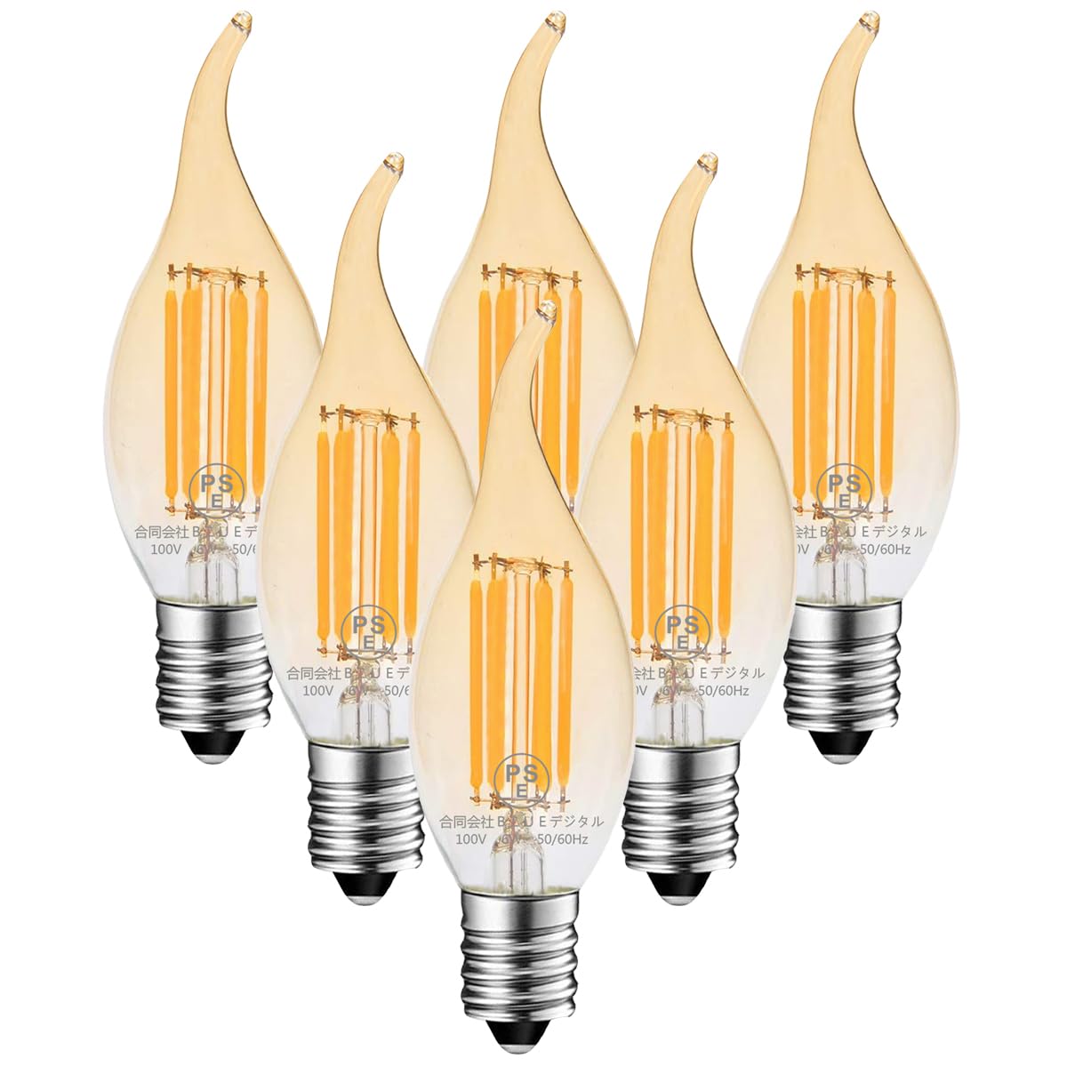 

ZYYRSS Chandelier Bulbs, LED Edison Bulbs, 6W, Filament, E17 Base, 2700K Warm White (60W Equivalent), 720lm, Candle-Shaped, Retro Bulbs, High Color