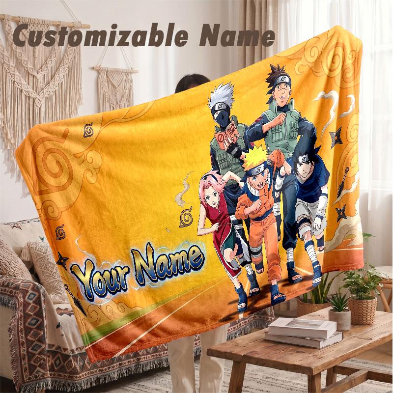 Custom Name Flannel Blanket,Naruto Lightweight Warm Bed Blanket For Couch & Holiday Gift