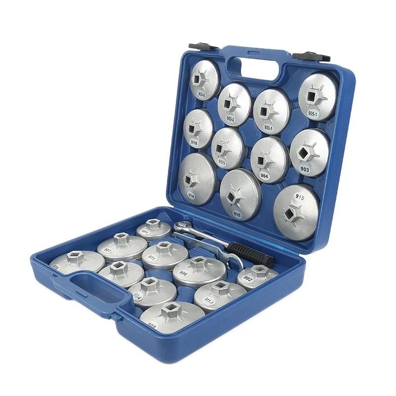 23 Pcs/Set Oil Filter Cap Removal Wrench Socket Set Ratchet Spanner Cup Type With Portable Storage Case Auto Car Accessories