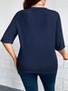 Plus Size Women's Mid-Sleeve Cardigan Jacket - Lightweight, Solid Color, 2026 New Arrival