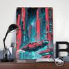 Cybersyn Cityscape Poster Customized Wall Art Vintage Metal Signs Retro Tin Plaque for Man Cave Decoration At Home Desk Decor