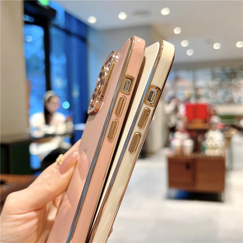 Funda Suave Electrochapada con Corazón de Amor para iPhone 13 Pro Max 12 11 Xs Max X Xr 7 8 Plus 12 Pro Cubierta Electrochapada con Protección para la Cámara