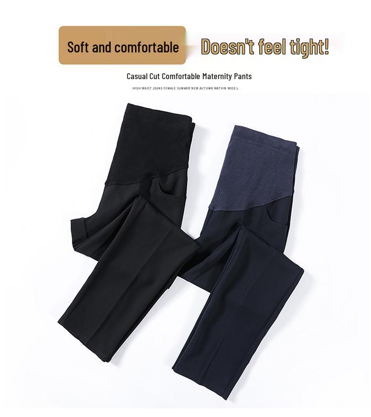 Year-Round Maternity Straight-Leg Suit Pants - Professional Plus Size with Velvet Option