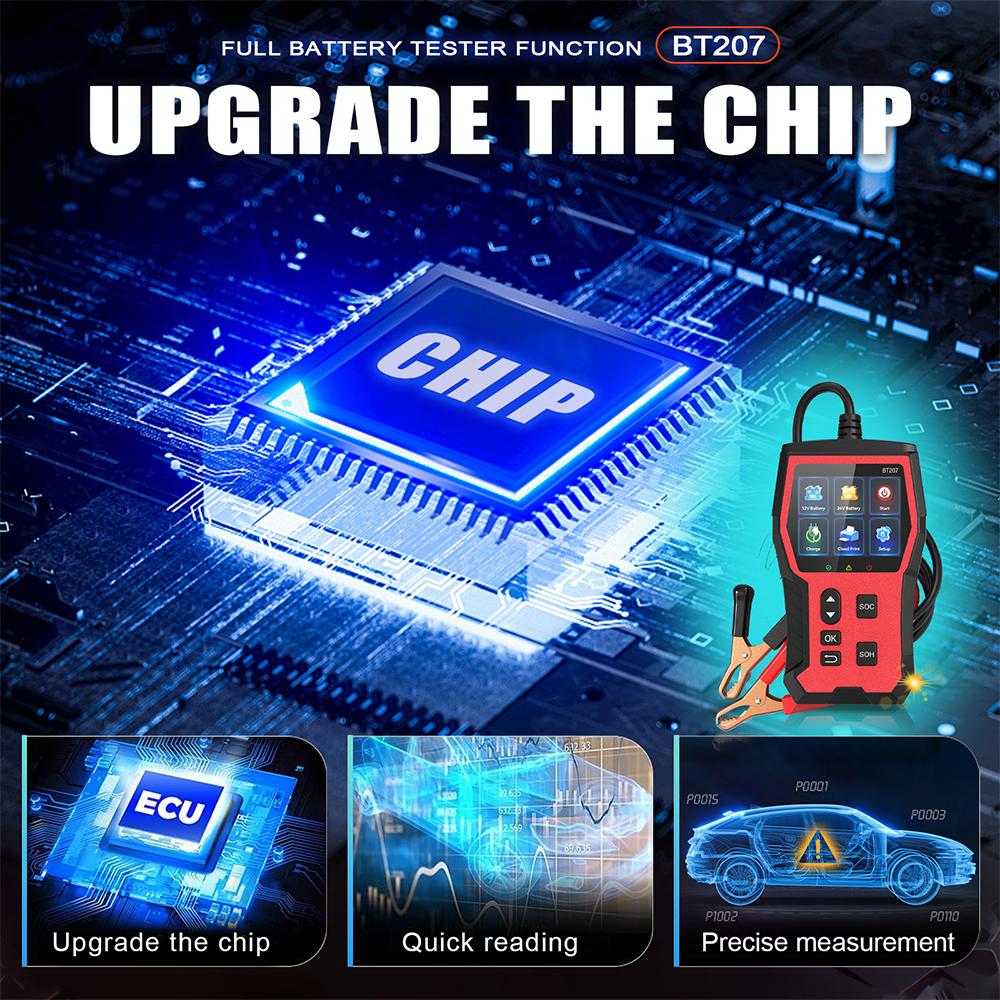 Auto Accessories 12V 24V LCD Digital Display Car Battery Tester Diagnostic Tool BT207 Cloud Print Intelligent Digital Automotive Battery Detector