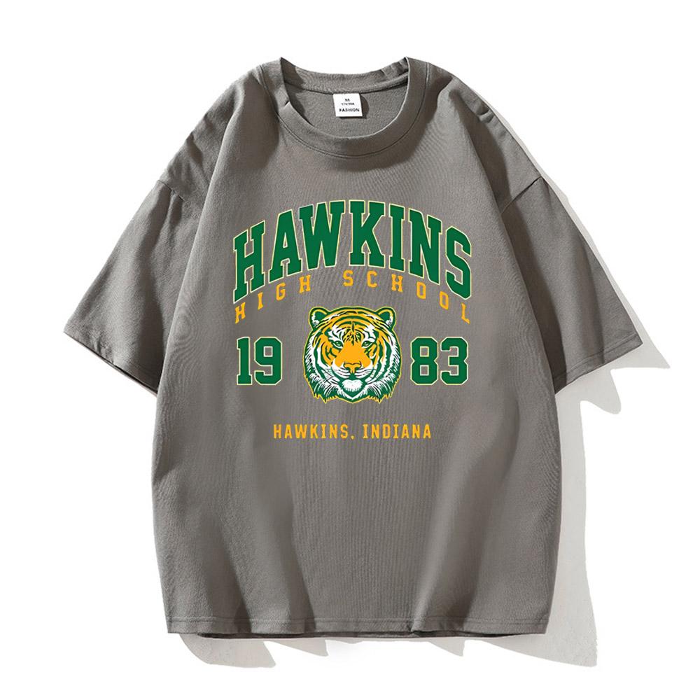 High Quality Cotton Hawkins High School 1983 Print TShirt Men Harajuku Tee Shirts Fashion Streetwear Casual Crewneck Tshirt