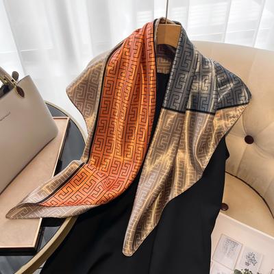 Luxus Seiden Gefühl Quadratisches Tuch Damen Druck Satin Halstuch Frühling Haarband Foulard Bandana Schal Krawatte Schals Wickeltücher