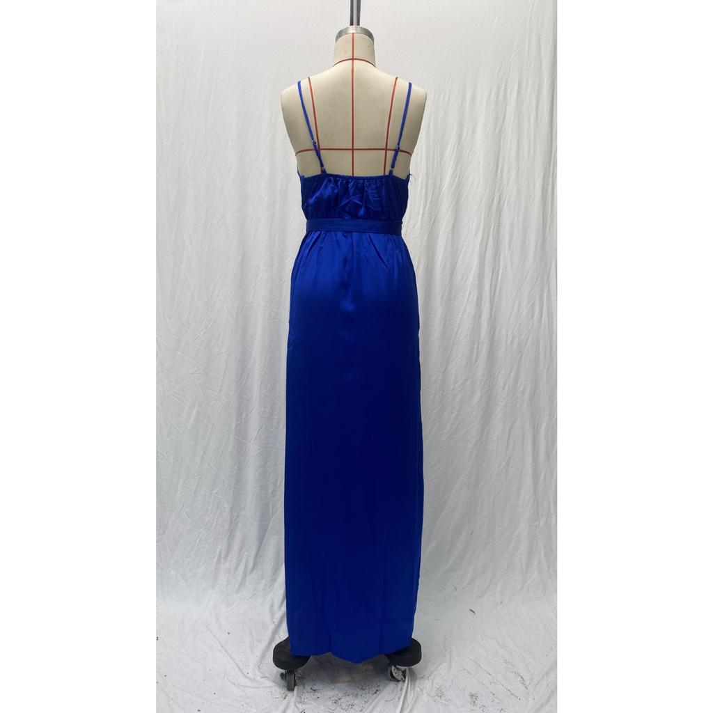 2025 New Women's Sexy V-Neck Slit Maxi Dress, Sleeveless Slit Evening Gown With High Thigh Split, Floor Length Formal Dress For Banquet & Party