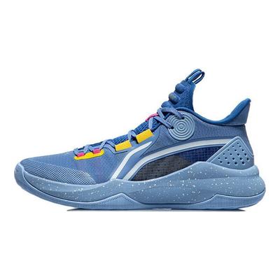 Li Ning Combat Low Αντιολισθητικά Απορρόφησης Κραδασμών Ανθεκτικά Παπούτσια Μπάσκετ Ανδρικά Αθλητικά Παπούτσια Μπλε Κίτρινο ABPR027-4