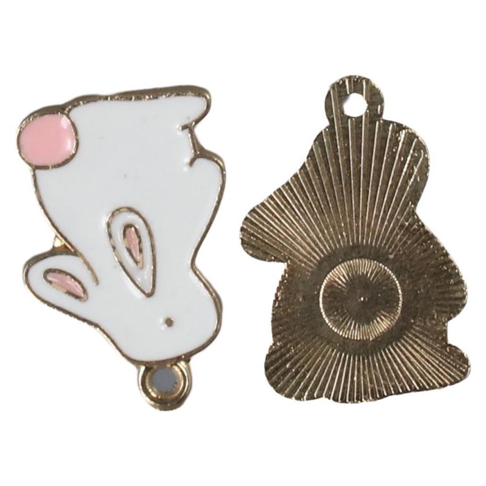 White Enamel Rabbit Charms Bulk Easter Bunny Charms Kawaii Animal Alloy Charms  For Jewelry Making