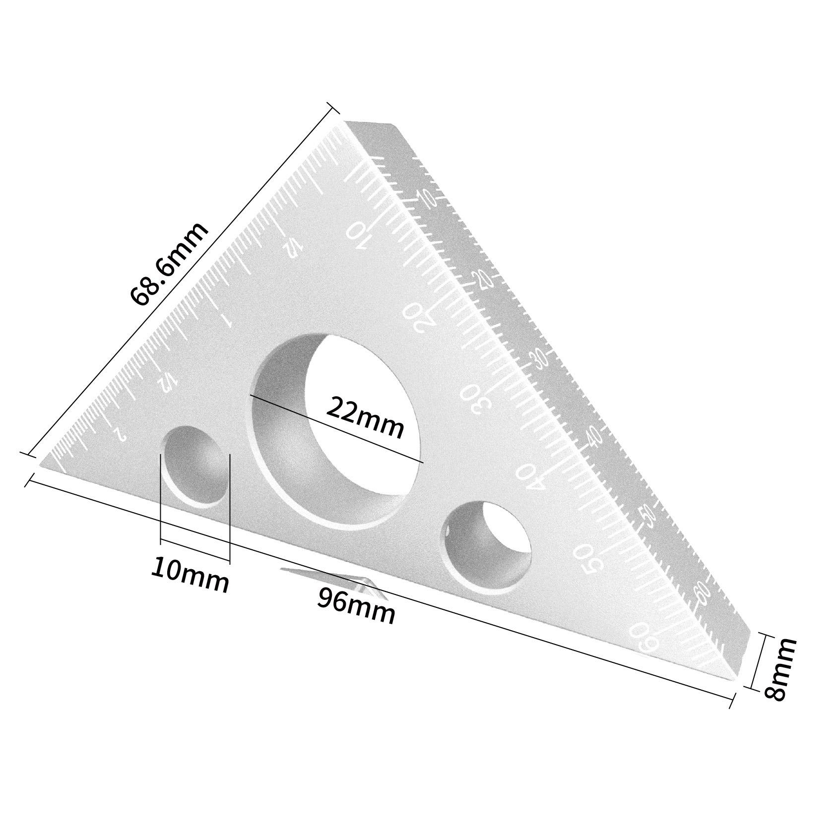 

Precision Carpentry Squares Aluminum Alloy Triangle Ruler 1pcs 45 Degree Angle Imperial Metric Scales Isosceles Right Triangular срібний
