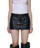 ROCKCAKE Leather Zipper Mini Skirt - Black