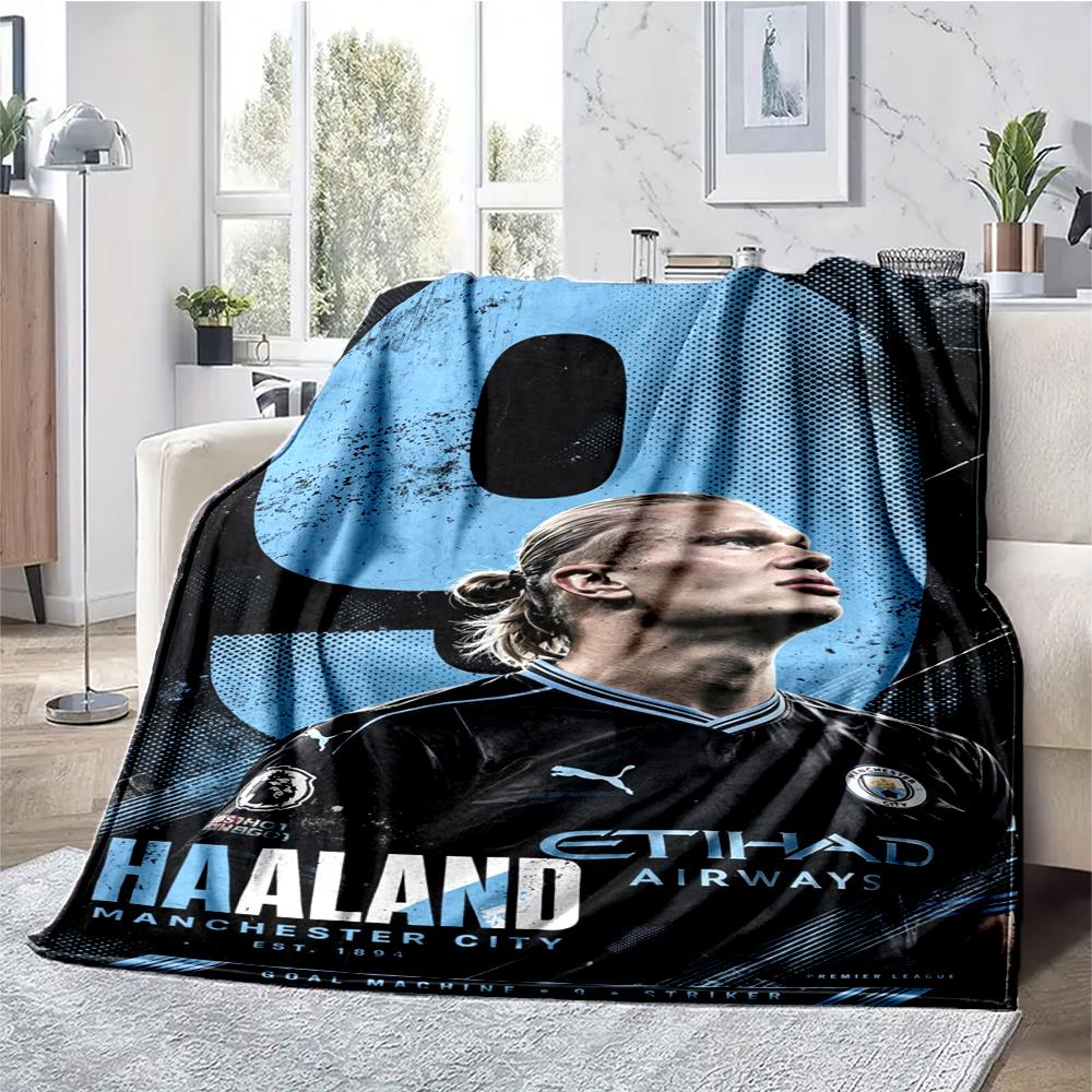 Manchester City Theme Printed Blanket - Perfect for Couch, Bed, Travel & Outdoor Use | Machine Washable, Cozy & Durable.
