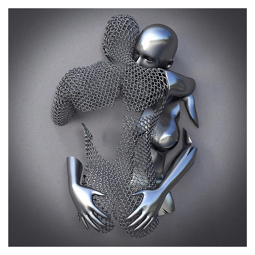 Metal Figure Statue Art Poster High Definition Printing Canvas Painting Prints Couple Sculpture Living Room Home Decor Picture