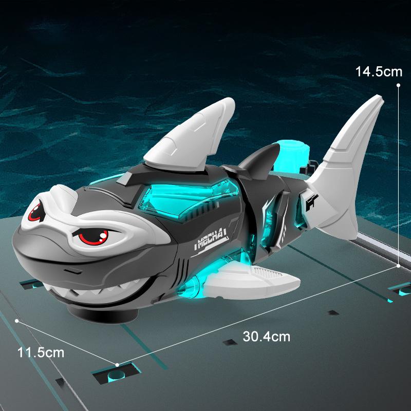 

Electric Shark Robotic Toy With Led Lights & Sound Effects - Auto-Drive Crawling Fish, Plays Music Interactive Gift For Kids серый