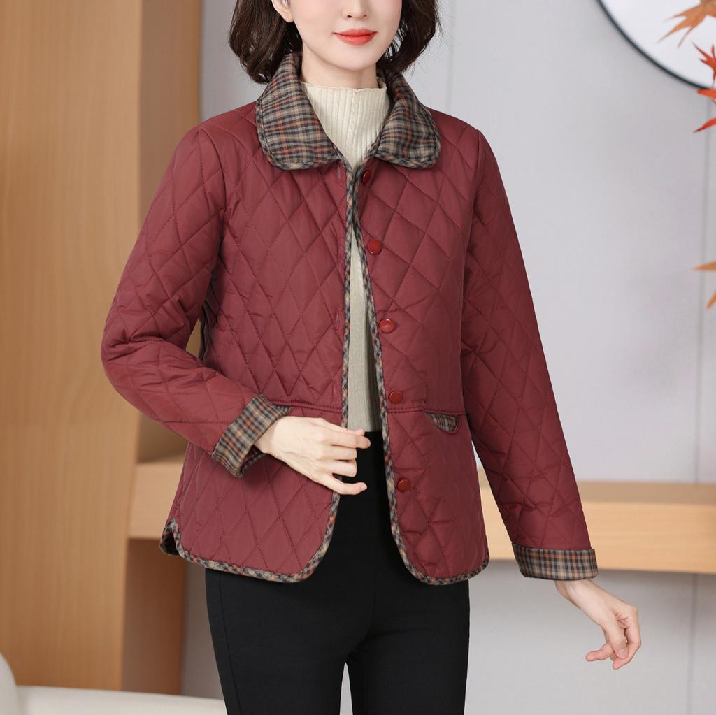 Middle-aged and Elderly Lightweight Fashion Jacket; Mom's Coat Autumn and Winter Short Casual padded Jacket