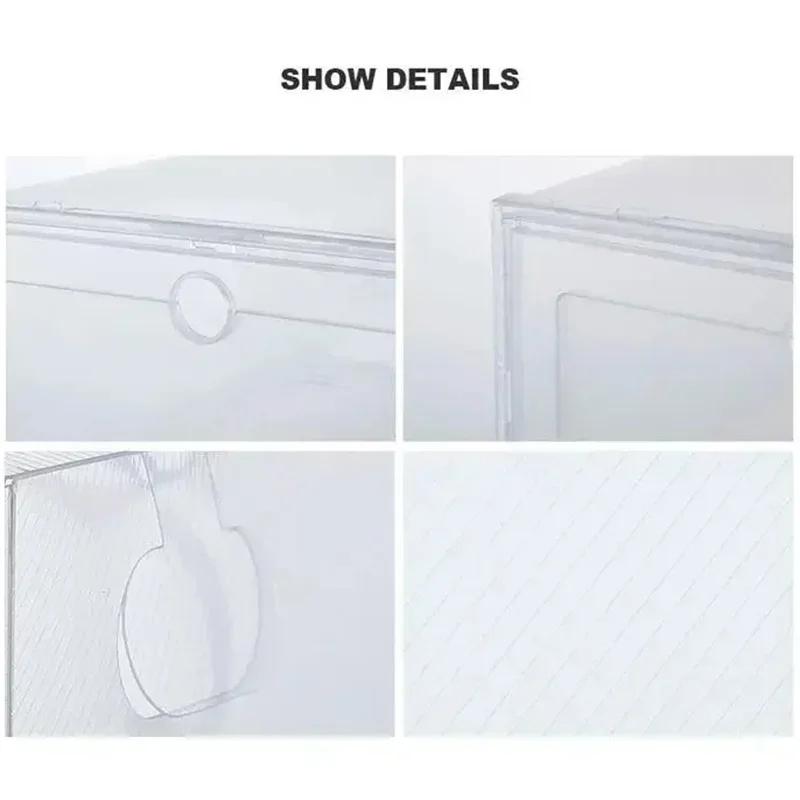 6/1cs Transparent Shoes Case Folding Storage Box Thickened Drawer Case Plastic Shoe Boxes Stackable Organizer Household Item