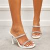 Women 11cm High Heels Slippers Mules 1cm Platform Glitter Rhinestone Stiletto Slides Summer Lady Sexy Prom Party Sexy Shoes