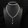 Handmade Freshwater Pearl Pendant Necklace Women Vintage Wrap Wire Sweater Chain Boho Chic Jewelry