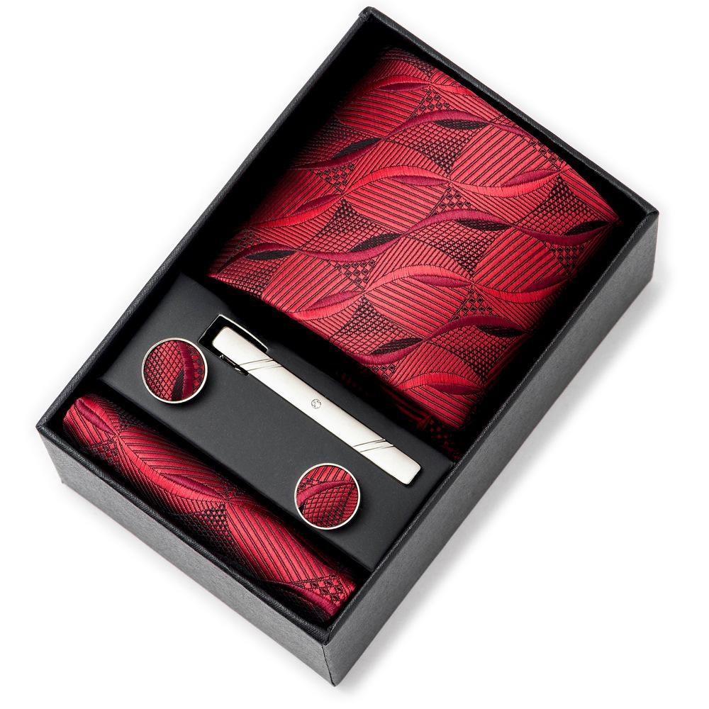 Men'S Tie Net Color Striped Jacquard Yarn Business Professional Tie Set Men'S Gift Box