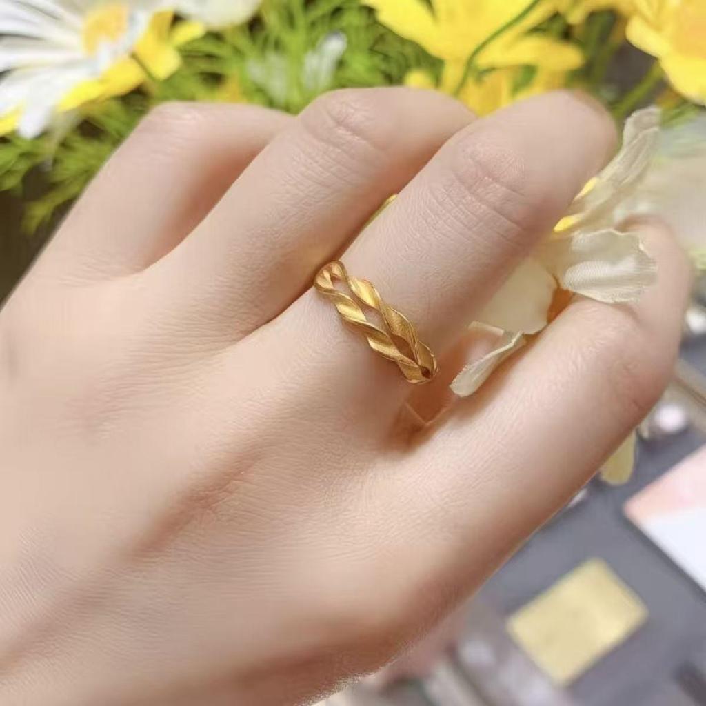 Wheat Ear Gold Adjustable Twist Ring - Women's Luxury Index or Pinky Finger Accessory
