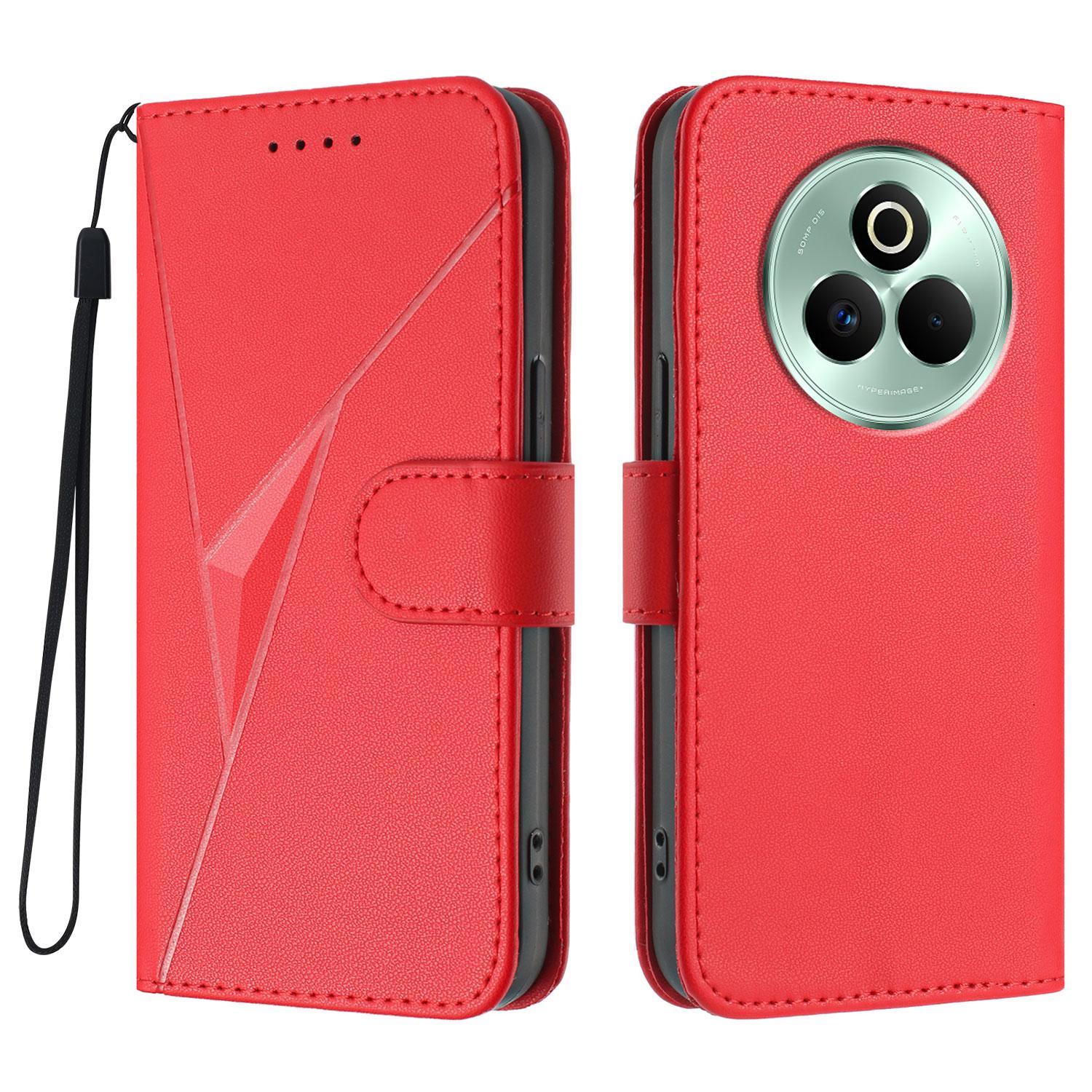 

For Realme P3 Pro 5G Case Triangle Imprint Leather Phone Cover with Lanyard A