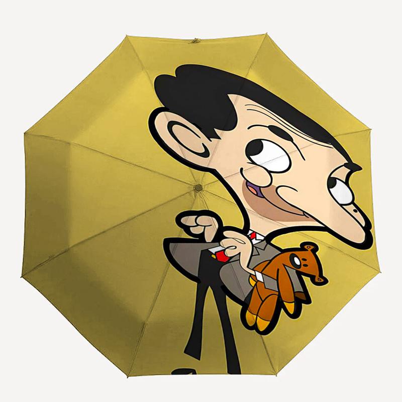 Mr.Bean Themed Travel Umbrella-8 Ribs Automatic Opening and Closing, Portable Folding Design, Compact and Stylish Umbrella Suitable for Outd