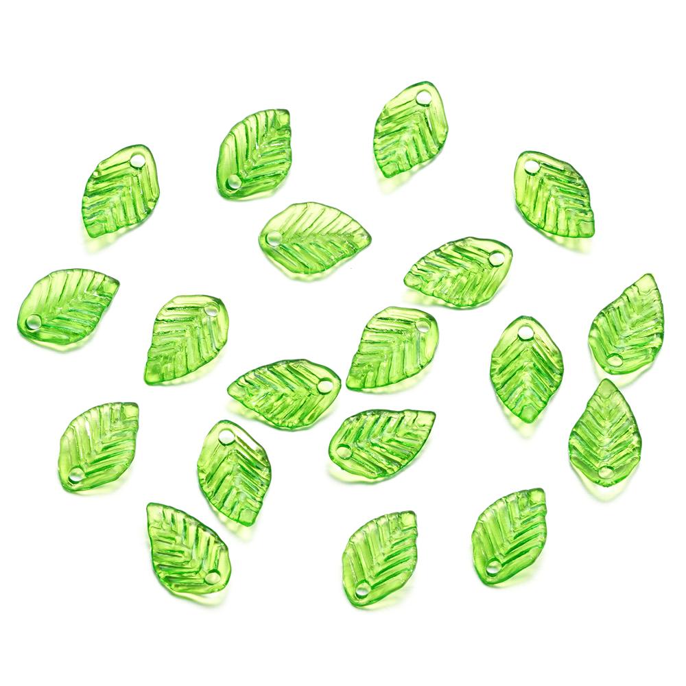 10-100pcs Green Acrylic Leaf Charms Leaves Beads Pendants For Diy Necklace Bracelet Earrings Jewelry Making Handmade Crafts