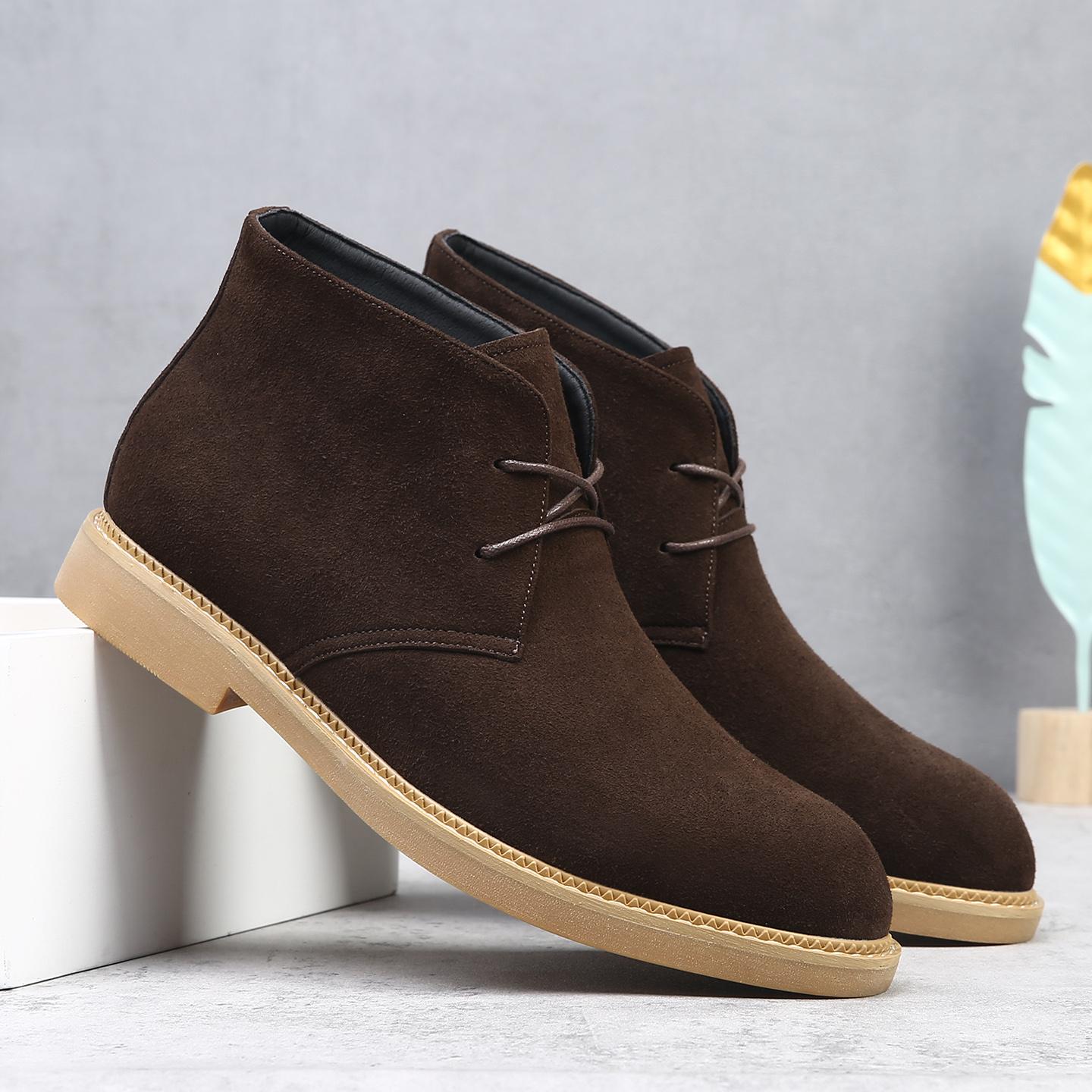 

Large Men Chelsea Boots Suede Pointed Simple Stylish Breathable Suitable for Young People s Business Short Boots Couple Style 48 коричневий