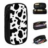 Cow Pencil Cases Black White Animal Skin Pencil Pouch Pen Holder Girl Boy Large Storage Bag School Supplies Zipper Stationery