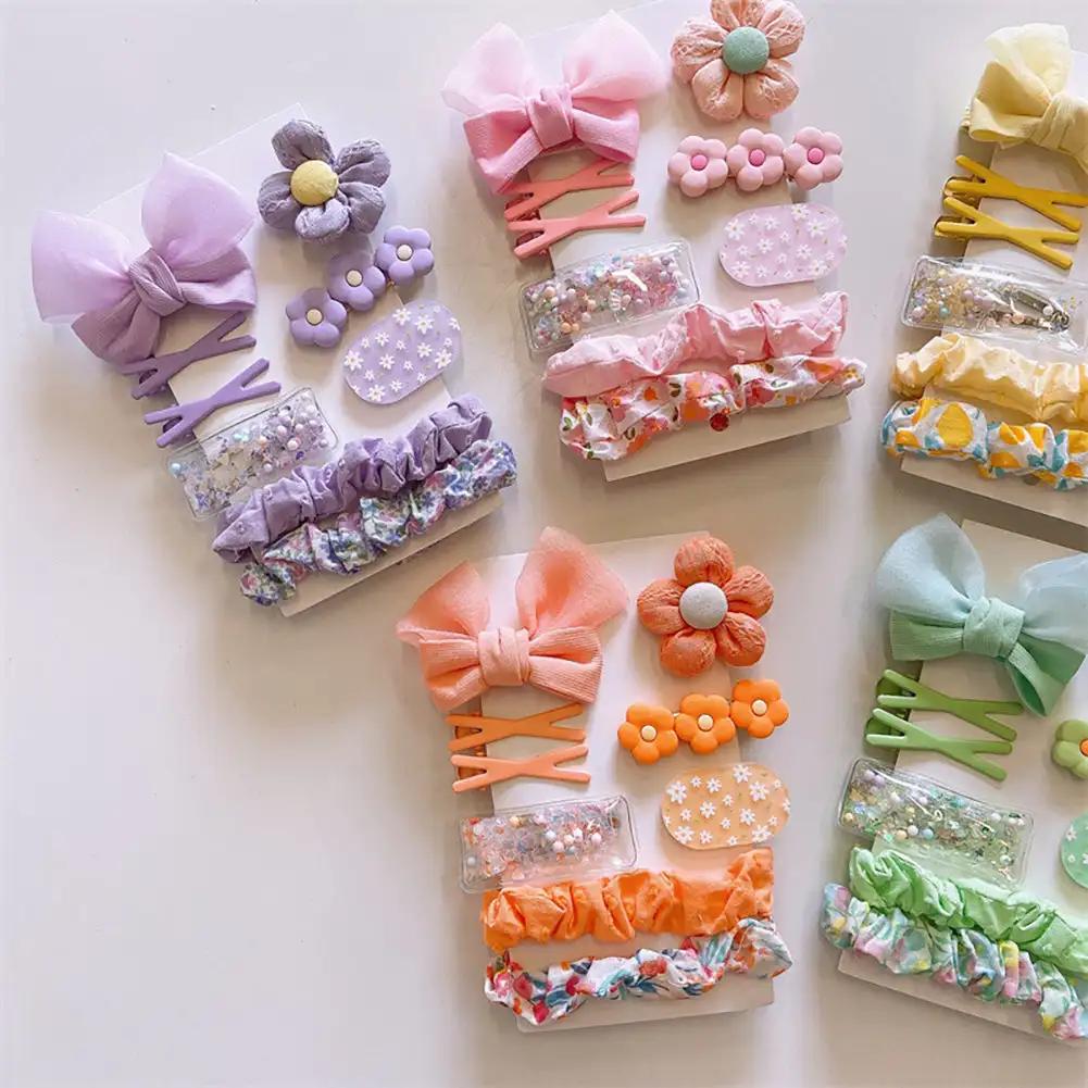 9Pcs Children's Plush Hair Clip Colorful Cute Cartoon Hairpins Little Girls Side Barrettes Baby Headwear Kids Hair Accessories