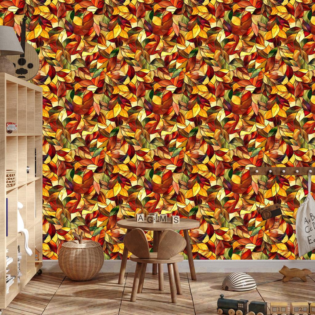 Gold and orange stained glass wallpaper for living room and bedroom 50x1000