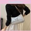 Simple Solid Color Bow Decoration Crocodile Texture Women Casual Shoulder Bag For Urban Outfits