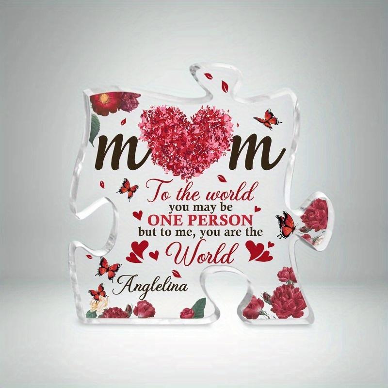 1 шт., Подарки маме от дочери и сына, Сентиментальные подарки, Акриловая табличка в форме пазла, Памятный сувенир «Спасибо, мама», Подарок маме, теще, бабушке 10*10cm