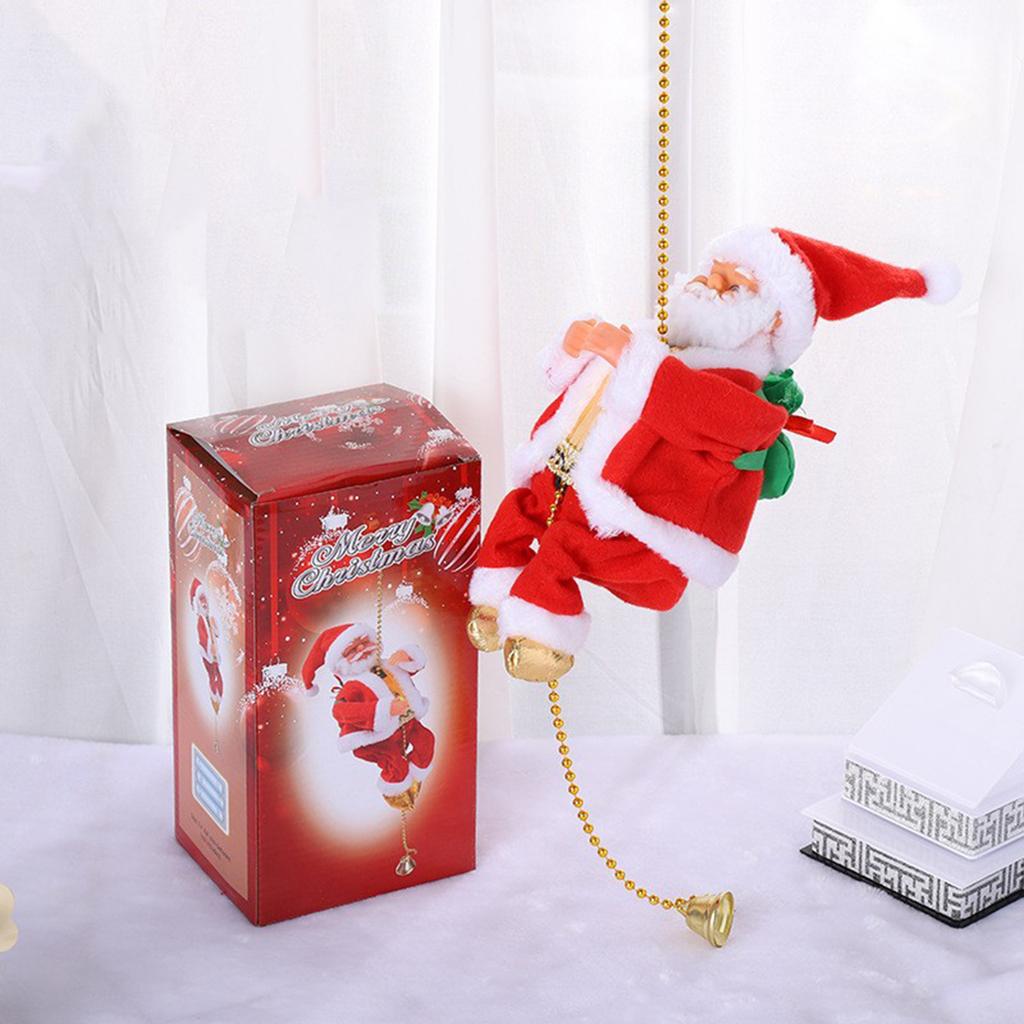 Babbo Natale che si arrampica con perline Alimentazione a batteria Babbo Natale elettrico che si arrampica su corda Pendenti appesi per l'albero di Natale per Albero di Natale Camino