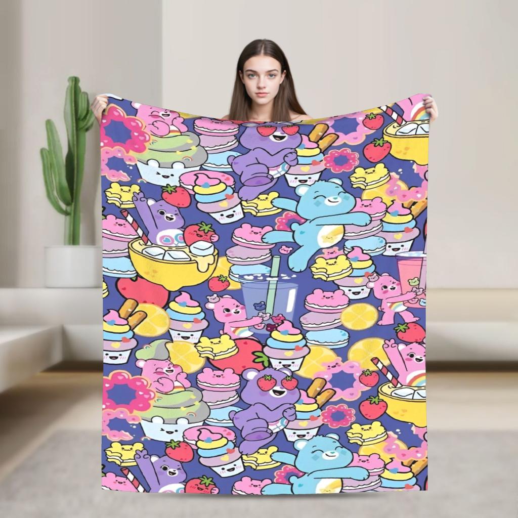 Cartoon Care Bears Blanket Animal Travel Flannel Bedding Throws For Bedroom Warm Soft Custom DIY Quality Bedspread Gift