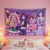 Anime Style Magic Pets Wall Tapestry Winter Theme Aesthetic Room Decor Cute Girl Manga Art Hanging Blanket for Bedroom Dormitory