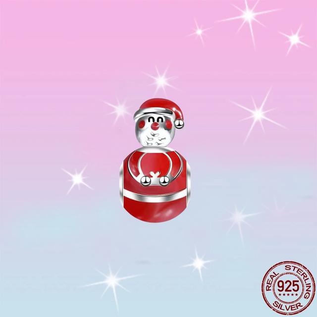 New 925 Sterling Silver Dog and Red Snowman Charm Bead Fit Original 925 Fashion Bracelets DIY Fine Jewelry Making for Women