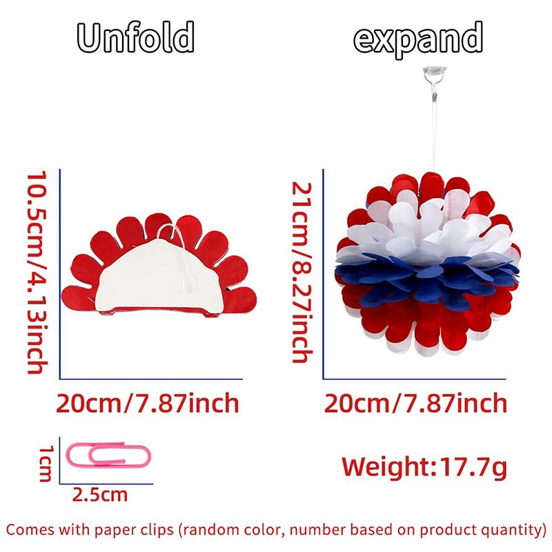 

Red White And Blue Honeycomb Ball Pendant Independence Day Special Shaped Holiday Event Decoration A