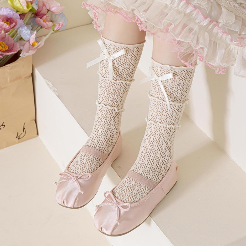 Meias para meninas primavera e verão meias de renda lolita versão coreana três camadas renda laço renda meninas pilha princesa meias