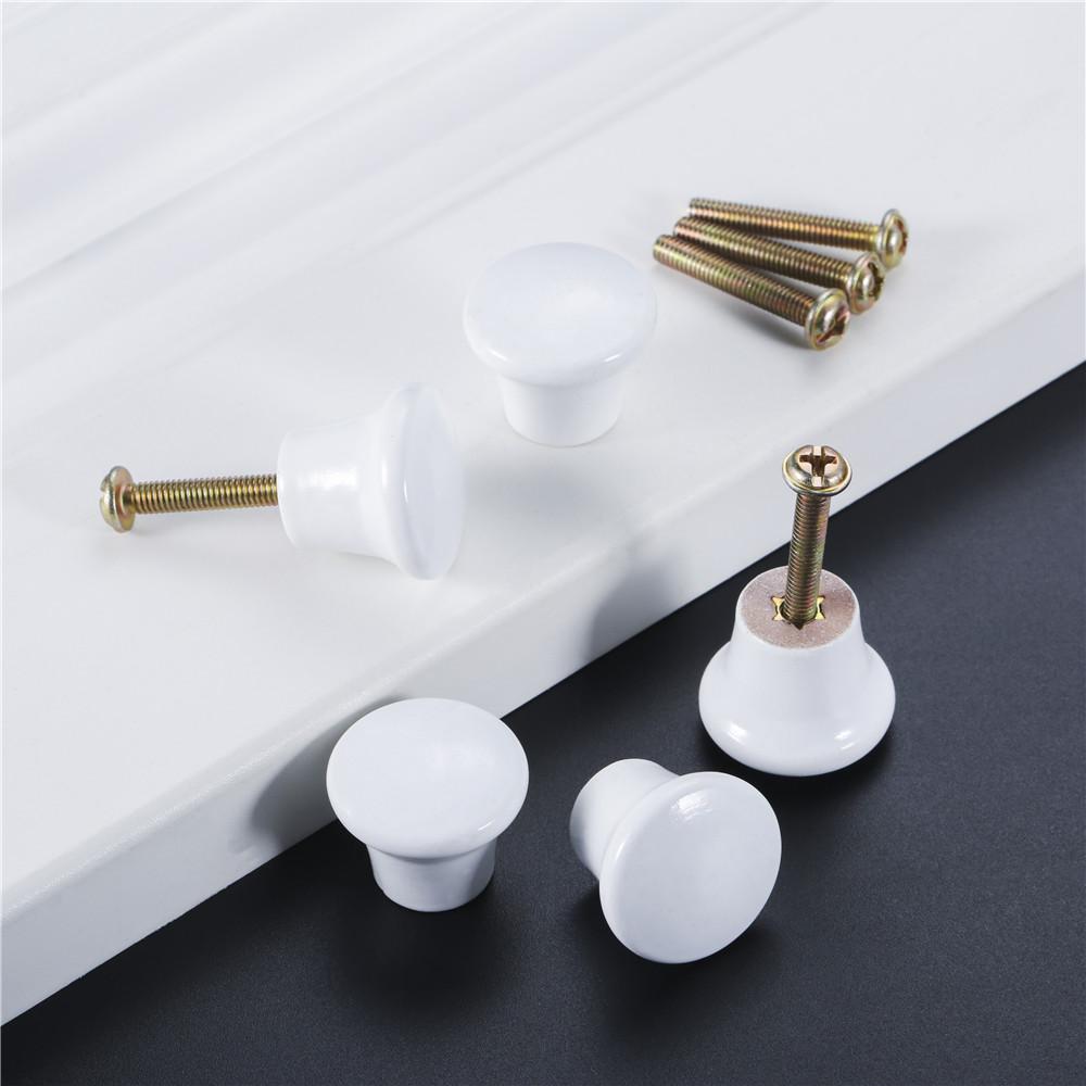 10pcs Mini Wood Knobs w/screw 23*20mm 0.91" Round Pull Single Hole Handle Unpainted Wooden Red White Decor Cabinet Drawer Chest